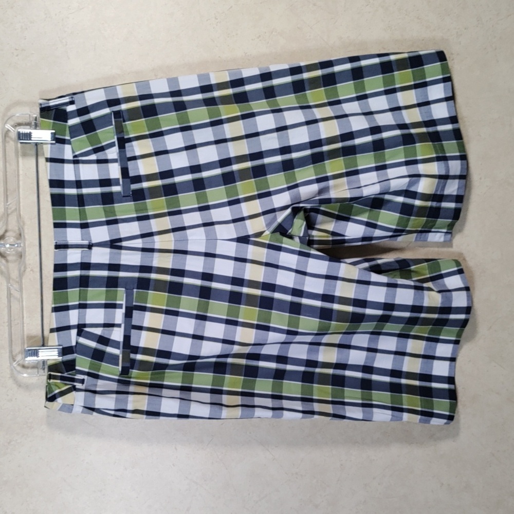 *E194 Anne Klein Sport navy, green & yellow cotton plaid shorts 12 FINAL PRICE - Picture 7 of 11